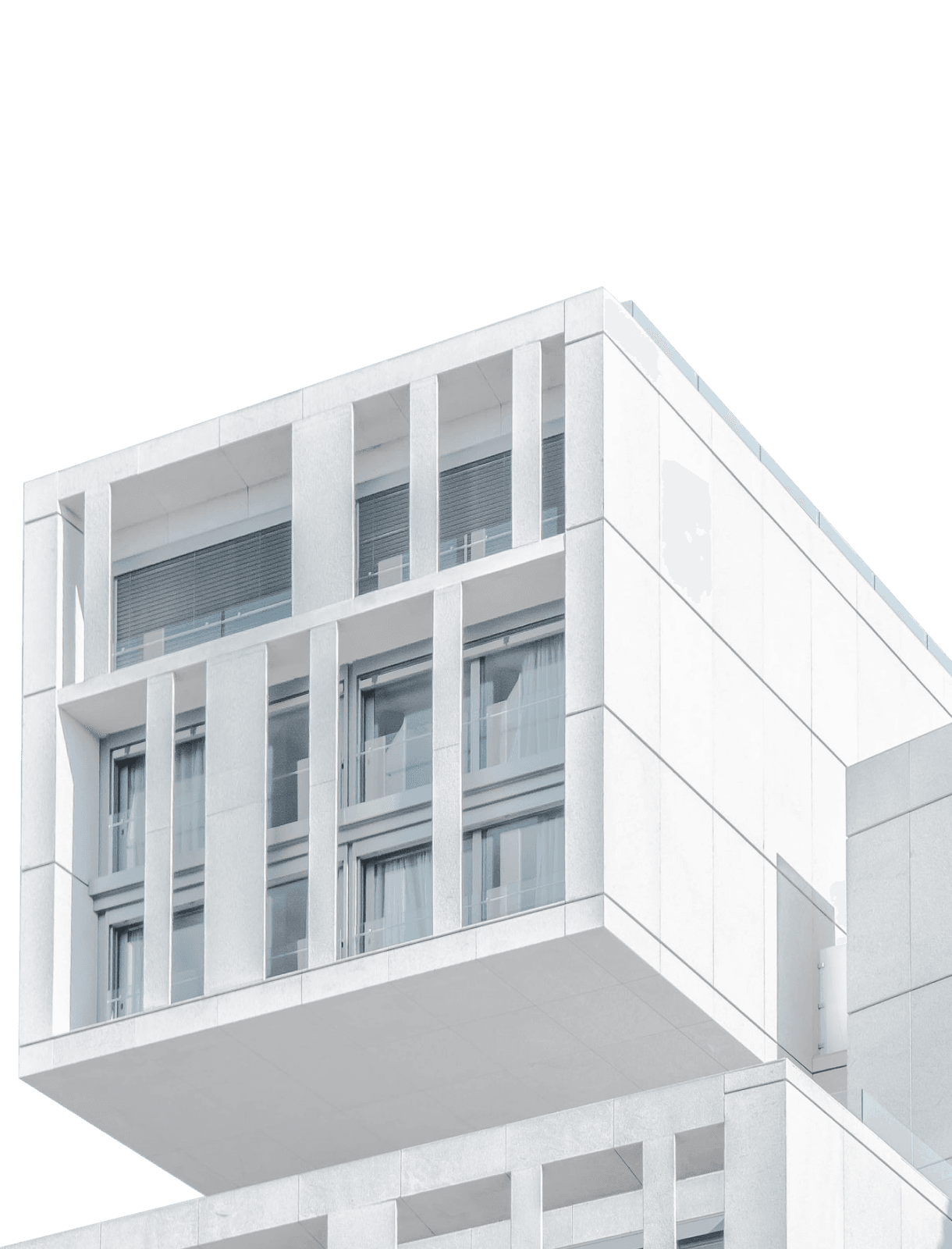 Modern white geometric building